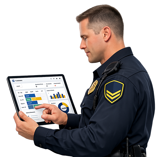 Officer using application interface